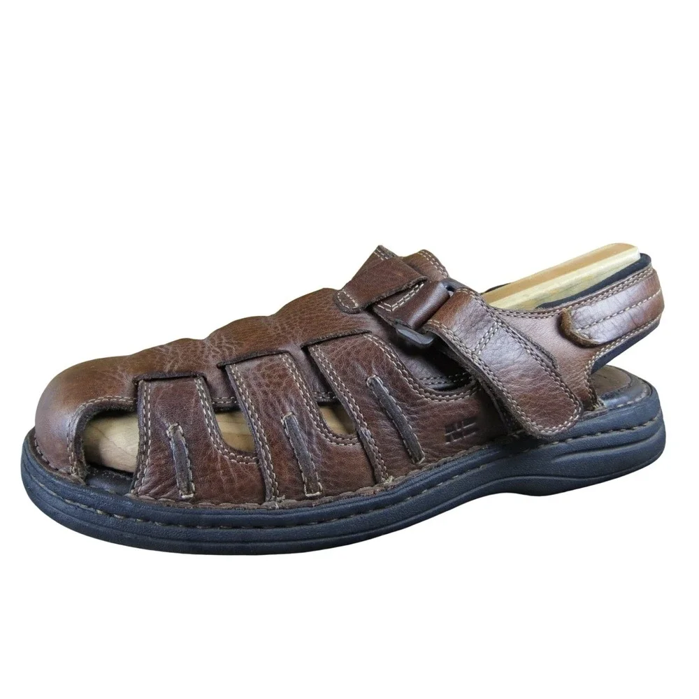 Nunn Bush Mens 10 Brown Leather‎ Fisherman Sandal Adjustable Strap Casual Shoe